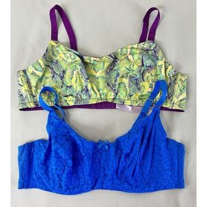 Savage X Fenty Lot of 2 Bra Size 3X Plus‎ Multicolor / size 42D Blue  lace